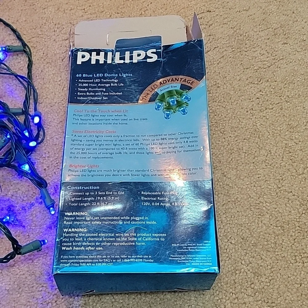 PHILIPS 60 LED Indoor/Outdoor Light Set - Dome Blue